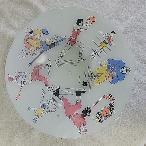 Vintage Sports Themed 15" Glass Ceiling Light Shade. Great Condition - Picture 2 of 16